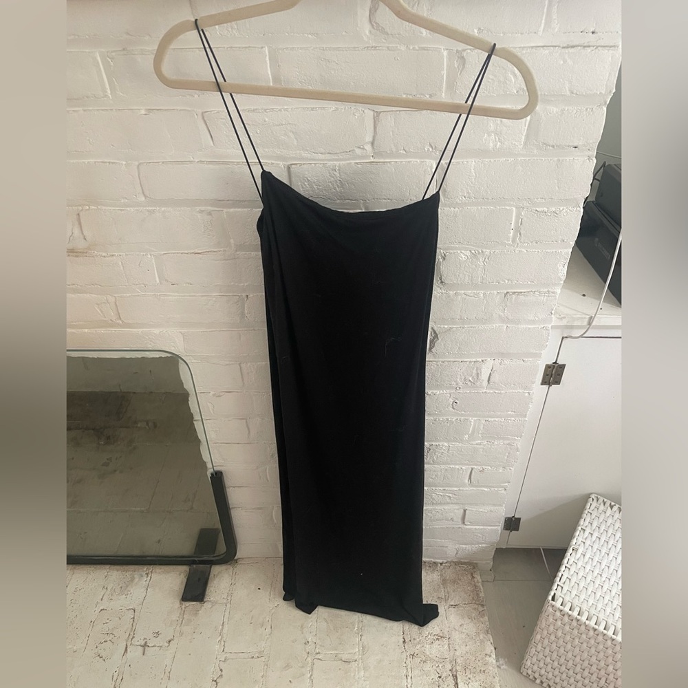 Enza Costa Black Spaghetti Strap Maxi Dress